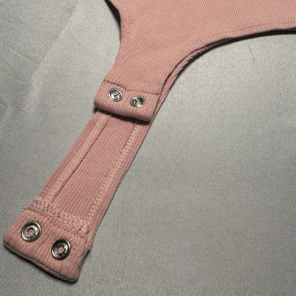 Reoria Dusty Rose Body Suit Small Leg O Mutton Sleeve Victorian Chic Ribbed Fem - Picture 5 of 10